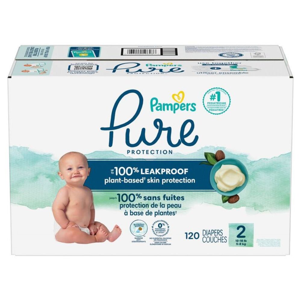 Pampers -  Pure Protection Diapers Size 2, 120ct Plan White
